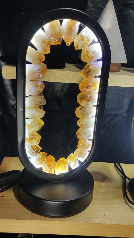 Lampe led ovale citrine d' améthyste