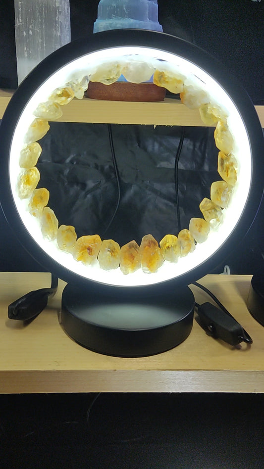 Lampe led ronde  citrine d' améthyste